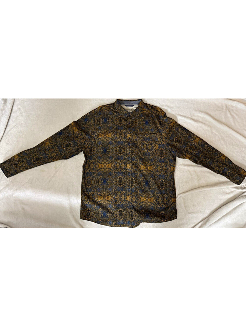 Cody James Mens 2XL Blue Brown Long Sleeve Button Up Paisley Shirt